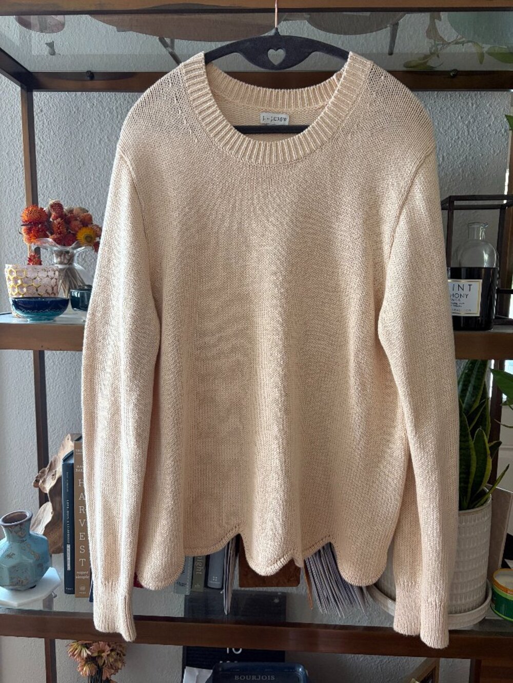 J. Crew Cream Scalloped Sweater